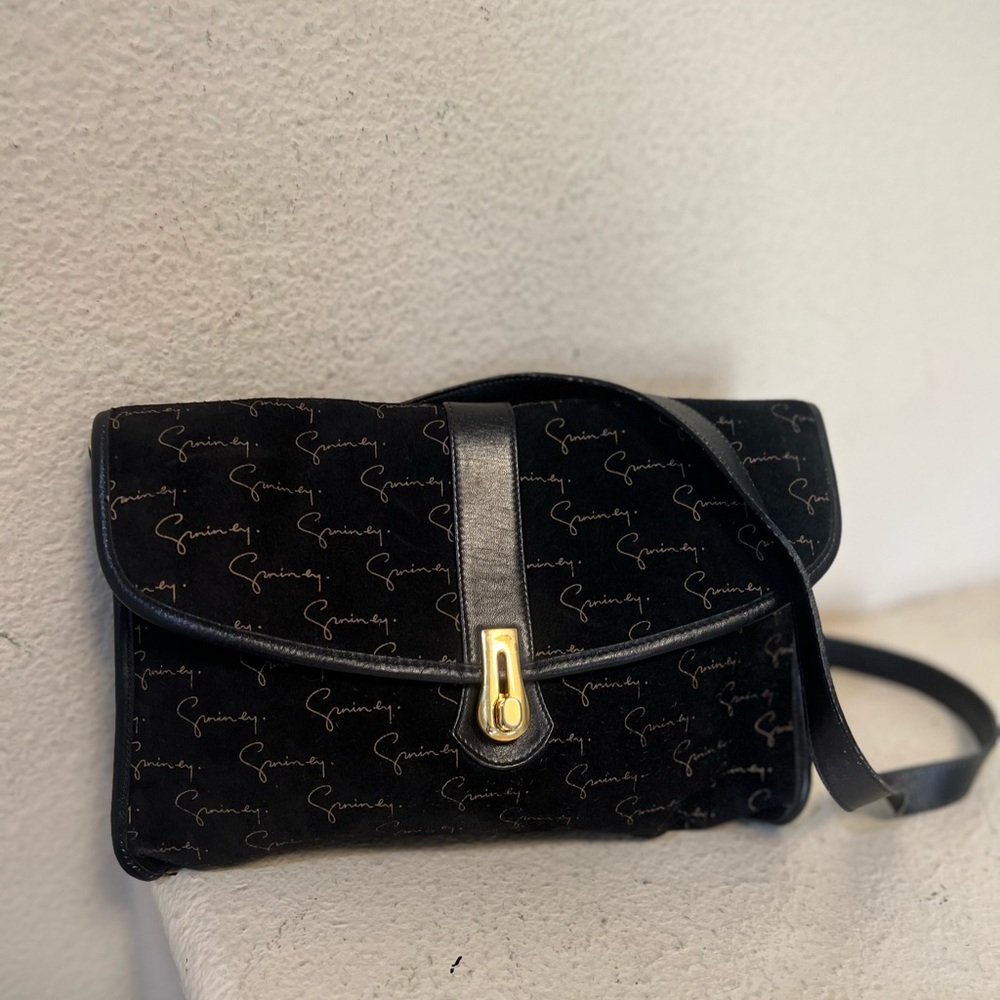 Vintage SAC  Givenchy‎ Suede Black All Over Pattern Shoulder Bag  Authentic